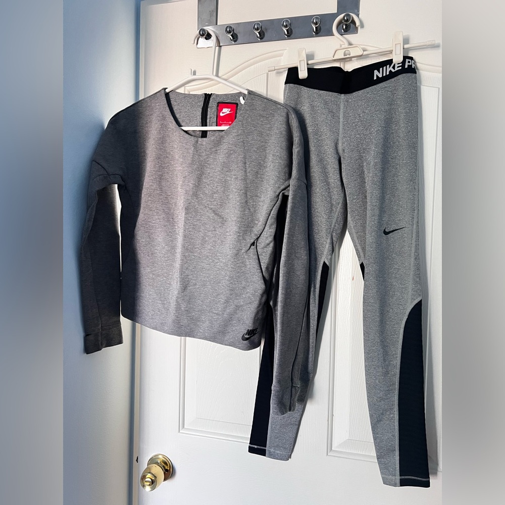 Nike Tech Gray and Black Sportswear Ensemble
